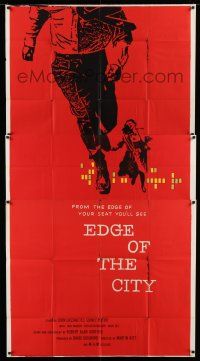 1r770 EDGE OF THE CITY 3sh '56 different Saul Bass art with man running out of the frame!