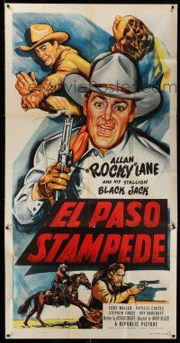 1r771 EL PASO STAMPEDE 3sh '53 cool art of cowboy Allan Rocky Lane & his stallion Black Jack!