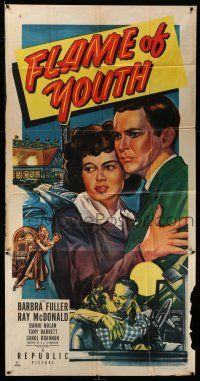 1r778 FLAME OF YOUTH 3sh '49 Barbra Fuller, Ray McDonald, art of delinquent youths necking!