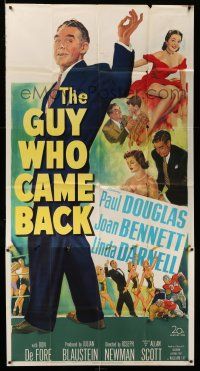 1r796 GUY WHO CAME BACK 3sh '51 artwork of Paul Douglas, pretty Joan Bennett & Linda Darnell!