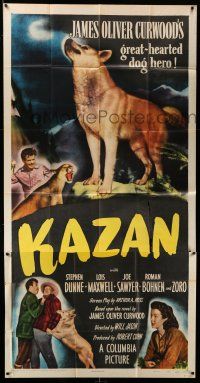1r821 KAZAN 3sh '49 James Oliver Curwood's great dog adventure, cool canine image!