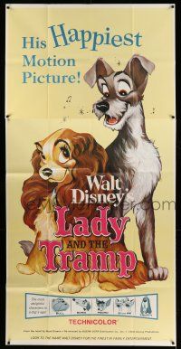 1r825 LADY & THE TRAMP 3sh R62 Walt Disney classic cartoon, best spaghetti scene!