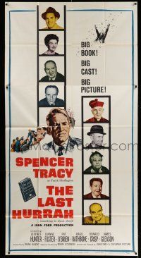 1r827 LAST HURRAH 3sh '58 John Ford, art of Spencer Tracy, portraits of 9 top cast members!