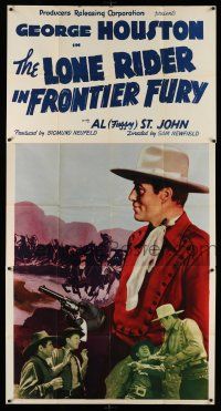 1r833 LONE RIDER IN FRONTIER FURY 3sh '41 close up of George Houston with gun & fighting bad guys!