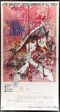 1r851 MY FAIR LADY int'l 3sh R69 classic art of Audrey Hepburn & Rex Harrison by Bob Peak!