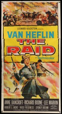 1r889 RAID 3sh '54 cool art of uniformed soldier Van Heflin in Civil War battle scene!
