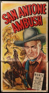 1r900 SAN ANTONE AMBUSH 3sh '49 great close up artwork of Texas cowboy Monte Hale & on horse!
