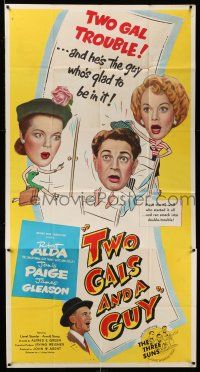 1r968 TWO GALS & A GUY 3sh '51 wacky image of Robert Alda who's glad to be in two gal trouble!