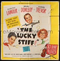 1r142 LUCKY STIFF 6sh '48 wacky art of Dorothy Lamour, Brian Donlevy & Claire Trevor!