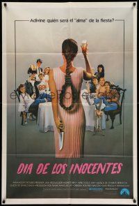 1r236 APRIL FOOLS DAY Argentinean '86 wacky horror, great image of girl with knife & noose hair!