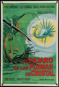 1r244 BIRD WITH THE CRYSTAL PLUMAGE Argentinean '70 Dario Argento, great horror artwork!
