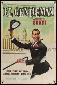 1r296 FUMO DI LONDRA Argentinean '66 art of Alberto Sordi in London wearing tuxedo and top hat!