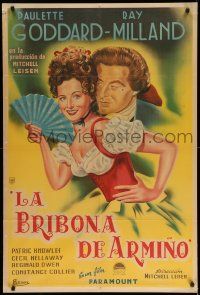 1r330 KITTY Argentinean '45 great art of sexy Paulette Goddard & Ray Milland by Essex!