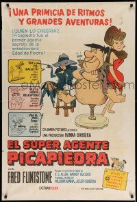 1r344 MAN CALLED FLINTSTONE Argentinean '66 Hanna-Barbera, great cartoon spy spoof artwork!