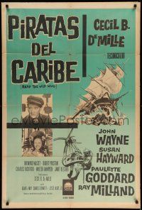 1r375 REAP THE WILD WIND Argentinean R50s John Wayne, Paulette Goddard, different artwork!