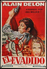 1r418 WIDOW COUDERC Argentinean '71 Gasparri art of Alain Delon w/gun & on bloody newspaper cover!