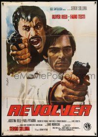 1r459 REVOLVER Italian 1p '73 Nistri art of Oliver Reed & Fabio Testi pointing guns!