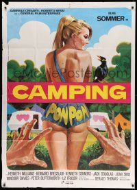 1r472 CARRY ON BEHIND Italian 1p '77 different Piovano art of sexy Elke Sommer in skimpy outfit!