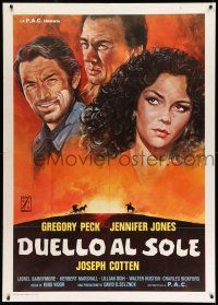 1r498 DUEL IN THE SUN Italian 1p R77 different art of Jennifer Jones, Gregory Peck & Joseph Cotten!