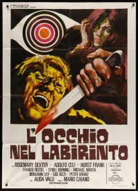 1r507 EYE IN THE LABYRINTH Italian 1p '71 Adolfo Celi, wild giallo art by Sandro Symeoni!