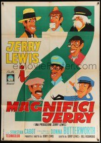 1r509 FAMILY JEWELS Italian 1p '65 different Tim art of wacky Jerry Lewis in 7 different roles!