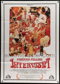 1r554 INTERVISTA Italian 1p '87 Federico Fellini, wonderful montage art by Milo Houston!