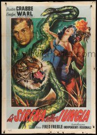 1r564 JUNGLE SIREN Italian 1p R50s different art of Buster Crabbe, Evelyn Wahl & jungle animals!!