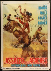 1r566 KENTUCKY RIFLE Italian 1p '63 different Ciriello art of Chill Wills fighting Native American!