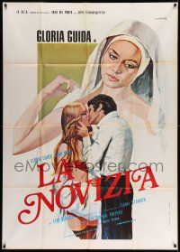 1r572 LA NOVIZIA Italian 1p '75 outrageous art of half-naked nun Gloria Guida by Luca Crovato!