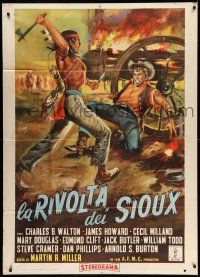 1r628 PUNOS DE ROCA Italian 1p '60 great Mos artwork of Native American Indian fighting cowboy!