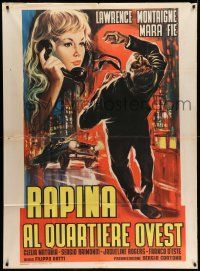 1r632 RAPINA AL QUARTIERE OVEST Italian 1p '60 art of man shot at from car + girl on phone!