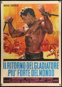 1r640 RETURN OF THE GLADIATOR Italian 1p '71 art of bound barechested strongman Brad Harris!