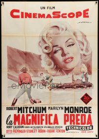 1r642 RIVER OF NO RETURN Italian 1p R59 different Spagnoli art of Mitchum & sexy Marilyn Monroe!