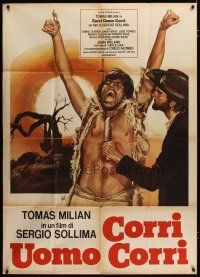 1r648 RUN, MAN, RUN! Italian 1p '68 artwork of cowboy holding knife to guy's throat by Aller!