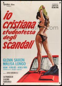 1r656 SCHOOL OF EROTIC ENJOYMENT Italian 1p '71 art of sexy near-naked girl standing on car!