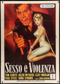 1r661 SESSO E VIOLENZA Italian 1p '63 Mos art of guy w/machine gun & sexy blonde, Sex & Violence!