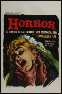 1t678 BLANCHEVILLE MONSTER Belgian '63 Edgar Allan Poe, cool horror art of killer & victim!