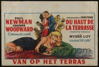 1t716 FROM THE TERRACE Belgian '60 artwork of Paul Newman & sexy half-dressed Joanne Woodward!