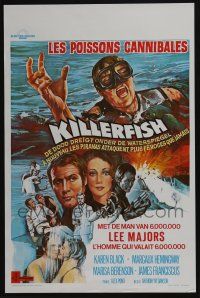 1t746 KILLER FISH Belgian '79 artwork of Lee Majors, Karen Black, piranha horror!