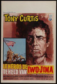 1t791 OUTSIDER Belgian '62 great close up art of Tony Curtis as Ira Hayes of Iwo Jima fame!