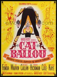 1t465 CAT BALLOU Danish '65 classic sexy cowgirl Jane Fonda, Lee Marvin, great artwork!