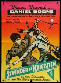 1t472 DANIEL BOONE TRAIL BLAZER Danish '59 art of Bruce Bennett, conqueror of the savage frontier!
