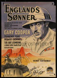 1t494 LIVES OF A BENGAL LANCER Danish R55 great full-length artwork of Gary Cooper with gun!