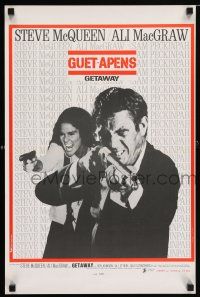 1t012 GETAWAY French 16x24 '73 Sam Peckinpah, Ferracci image of Steve McQueen & Ali McGraw!