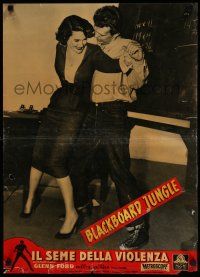 1t021 BLACKBOARD JUNGLE Italian photobusta '57 Richard Brooks classic, out-of-control teens!