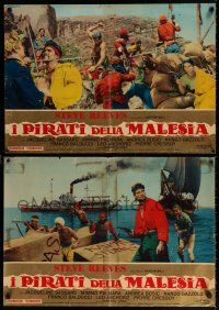 1t048 PIRATES OF MALAYSIA set of 3 Italian photobustas '64 swashbuckler Steve Reeves!