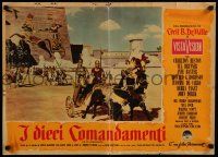 1t033 TEN COMMANDMENTS Italian photobusta '57 Cecil B. DeMille classic, Yul Brynner on chariot!