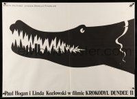 1t357 CROCODILE DUNDEE II Polish 27x38 '89 Hogan & Kozlowski, NYC skyline in teeth by Wasilewski!