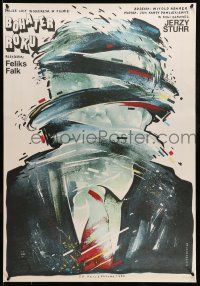 1t377 HERO OF THE YEAR Polish 26x38 '87 crazy art of man in suit by Witold Dybowski!