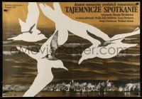 1t380 INTILNIREA Polish 26x37 '83 cool Wieslaw Walkuski artwork of seagulls in flight at beach!
